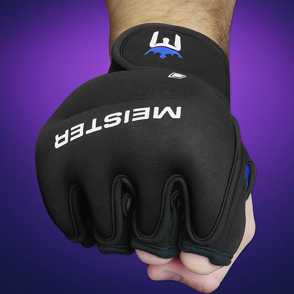 Meister 1lb Neoprene Weighted Gloves – Black/Blue (Pair), view 3