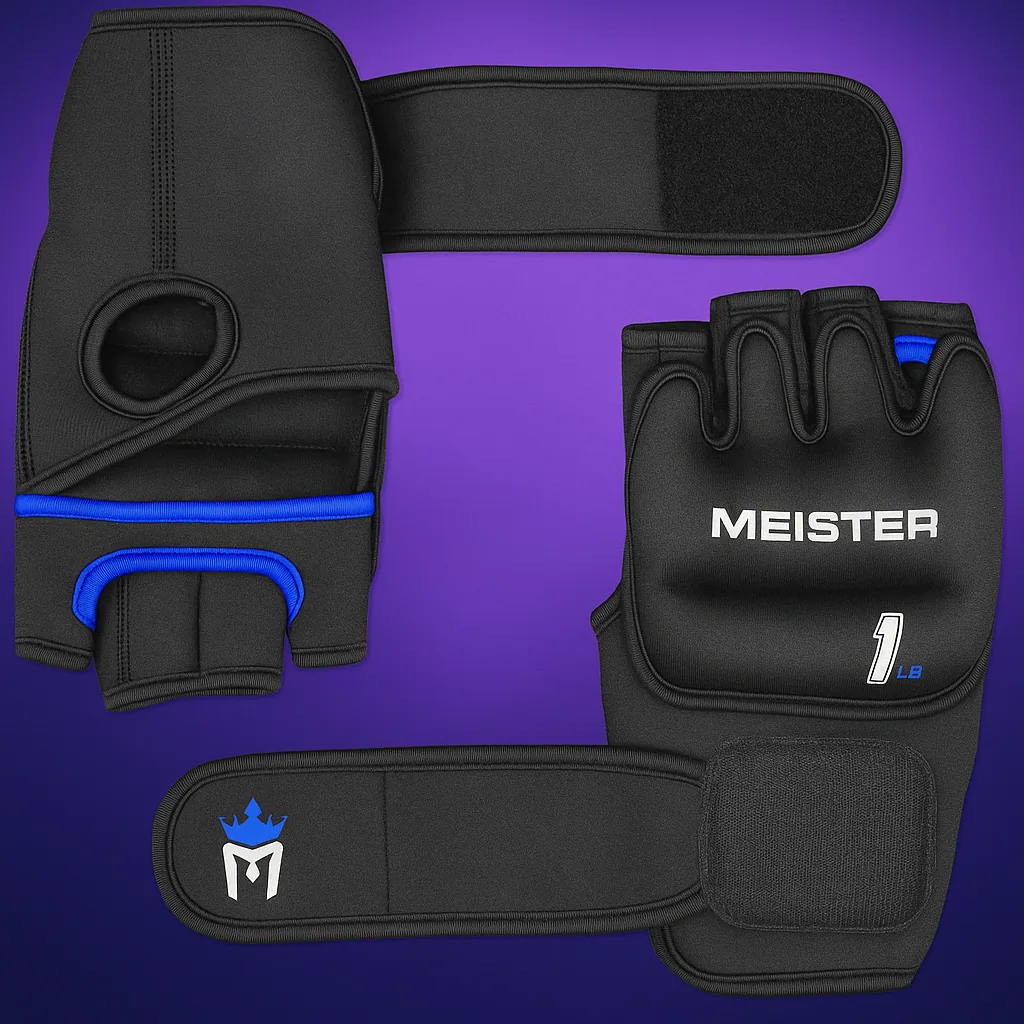 Meister 1lb Neoprene Weighted Gloves – Black/Blue (Pair), view 2